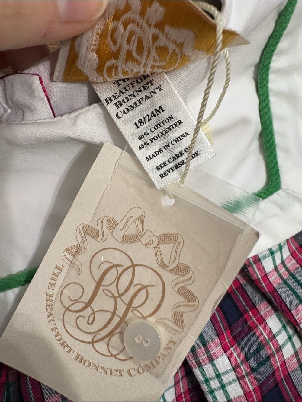 The Beaufort Bonnet Company Plaid & Green Corduroy Set 18-24M NWT - Picture 6 of 7